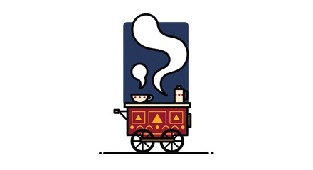Colorful Vector Illustration of Indian Street Chai Tea Vendor Cart (Chai Wala Thela)