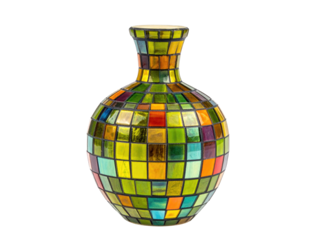 Mosaic vase with multicolored squares