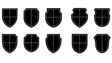 Collection of black shield silhouettes for heraldry and design projects