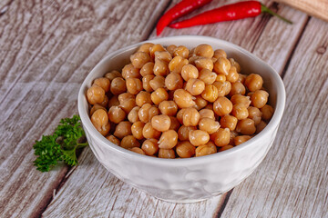 Boiled chickpea beans in the bowl