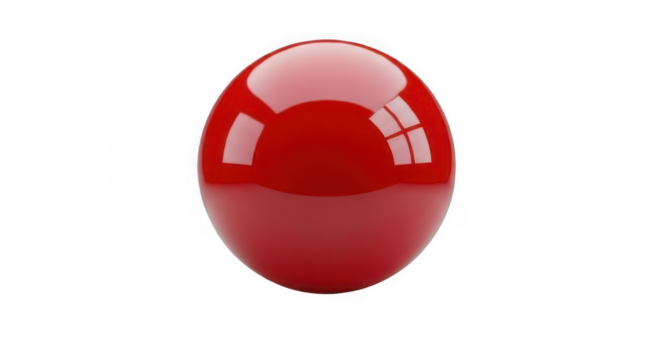 Smooth, vibrant red sphere with a reflective, glossy surface