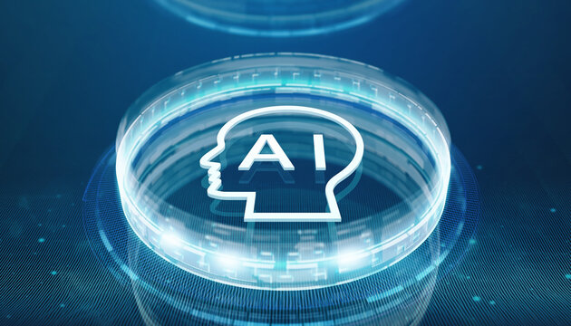 AI Innovation: A captivating digital depiction of artificial intelligence, spotlighting the innovative convergence of technology and cognitive processing. 