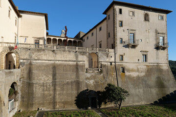 View of historic buildings in Genazzano, an old town in the province of Rome, Italy.