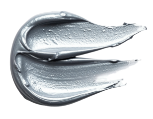 Swirl of metallic silver cream, slightly textured