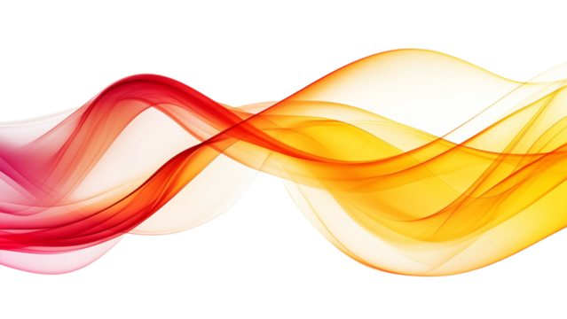 Vibrant abstract waves of red orange and yellow flowing across a transparent background