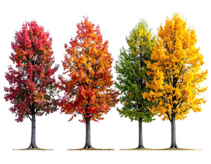 Naklejka premium Colorful autumn trees against isolated black background