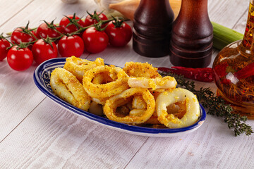 Roasted squid rings snack appetizer