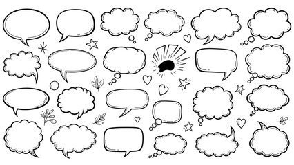 Fototapeta premium Hand drawn speech bubbles and thought bubbles collection in vector format