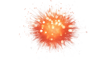 Abstract fiery explosion of light and energy against a transparent background