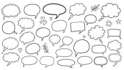Hand drawn speech bubbles collection in vector format for creative projects