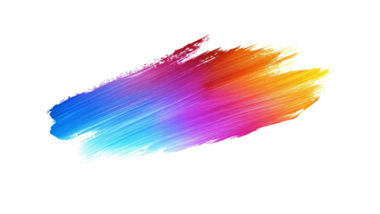 Vibrant rainbow paint stroke brush effect on a transparent background