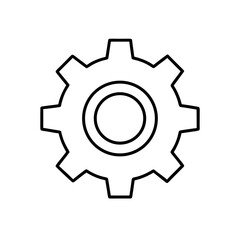 Obraz premium Outline illustration of a gear with circular center on transparent background