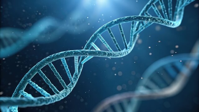 Quantum computing in healthcare concept. DNA strands illuminated in water, showcasing the structure and beauty of genetics.
