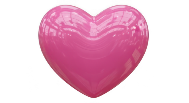 Shiny pink three-dimensional heart symbol of love and affection