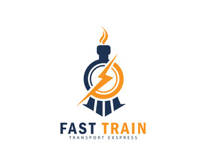 train logo creative design transport express fast business concept