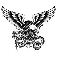 Obraz premium Eagle Fighting Snake Symbol of Power and Freedom.