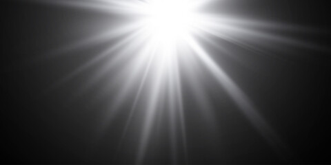 Rays of light and glare on a transparent background