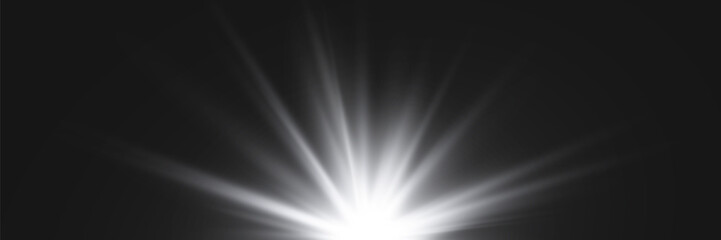 Rays of light and glare on a transparent background