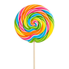 Colorful Swirl Lollipop Isolated on Black Background Sweet Treat Indulgence for Kids and Adults alike