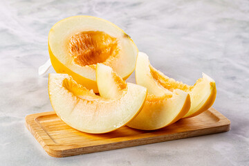 Ripe sweet juicy melon with slices