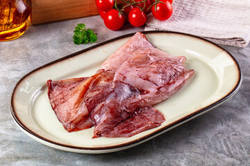 Raw fresh calamari for cooking