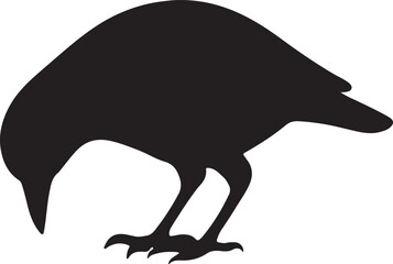 Naklejka premium Feeding crow silhouette vector illustration isolated on white background