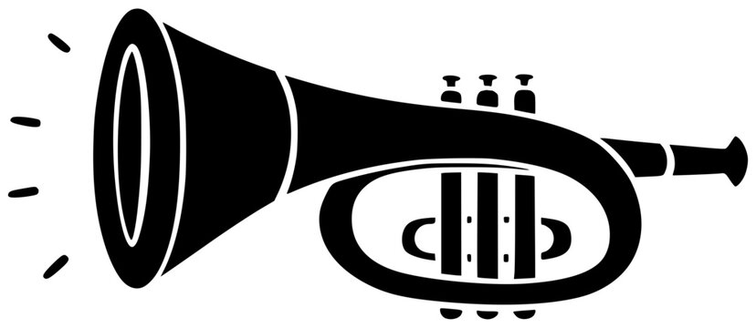 trumpet illustration music silhouette musical logo jazz icon instrument outline orchestra brass musician sound band gold valve equipment entertainment shape with vector graphic background - Powered by Adobe
