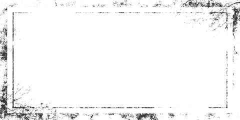 Black distressed grunge border frame with white empty space texture