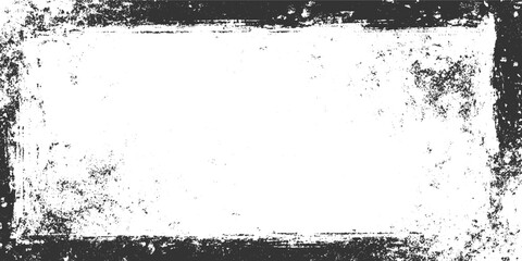 Black and white textured grunge border with distressed effect and scattered speckles vector