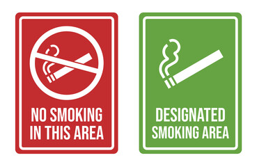 No smoking signboard set, smoking is prohibited, Designated smoking area