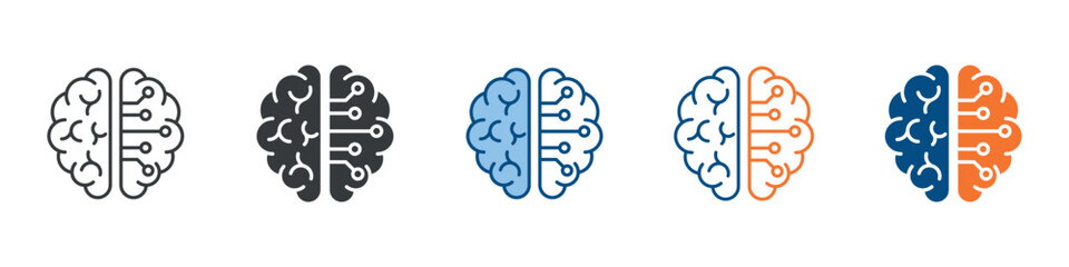 Artificial Intelligence Icon Set Multiple Style Collection 