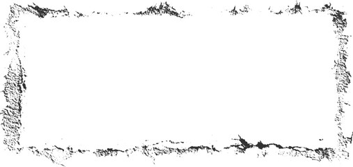 Rough Textured Black Border Frame on White Background grunge