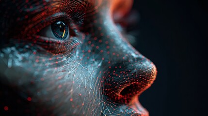 Futuristic Portrait with Digital Network Overlay