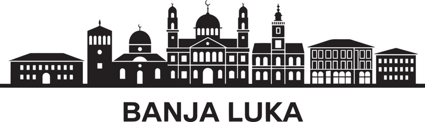 Banja luka bosnia herzegovina city skyline silhouette european and balkan travel destination view