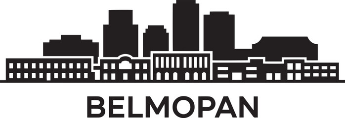 Obraz premium Belmopan city skyline vector silhouette illustration modern urban highrise towers architecture drawing