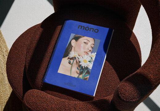 Mockup Of Spiral Bound Magazine With Customizable Front Cover
