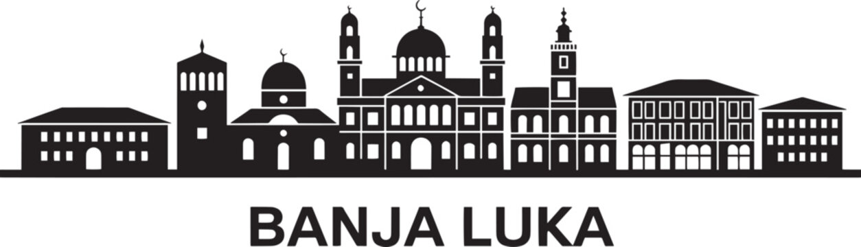 Banja luka bosnia herzegovina city skyline silhouette european and balkan travel destination view