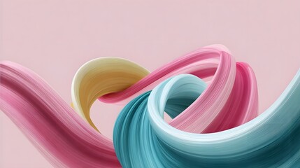Abstract colorful swirling shapes on a pastel background