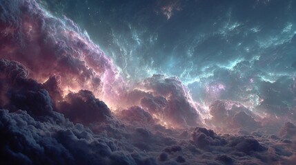 Neon cosmic nebula digital art showcasing glowing space clouds, vibrant colors, and dynamic compositions ideal for sci-fi visuals and digital backgrounds.