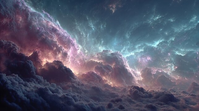 Neon cosmic nebula digital art showcasing glowing space clouds, vibrant colors, and dynamic compositions ideal for sci-fi visuals and digital backgrounds.