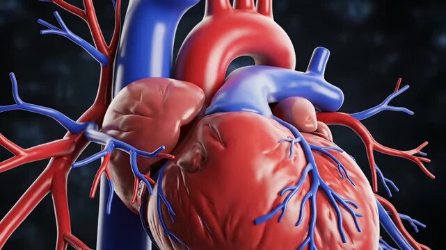 Detailed Medical Illustration of the Human Heart Anatomy.