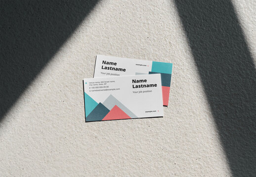 Mockup Of Two Customizable Horizontal Us Business Cards