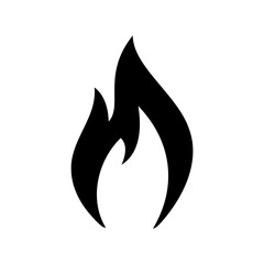 Stylized black and white illustration of a flame or fire element