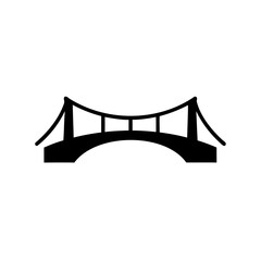 Simple black and white bridge illustration with unique suspension elements structure