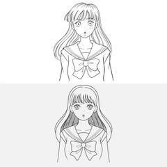 Anime Girl Outline 