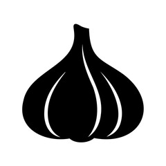 Isolated vector icon of garlic bulb with curved segments and texture