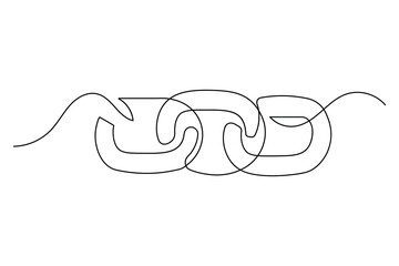 Single line art illustration of classic chain link isolated outline