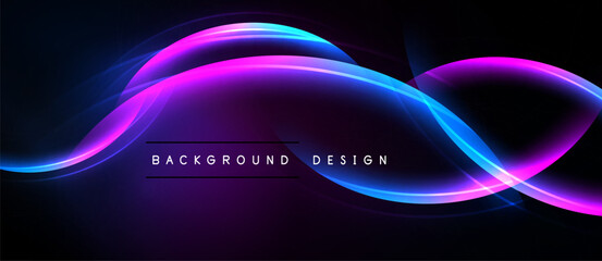 Abstract flowing lines, vibrant colors, dark background. Modern design element, perfect for digital projects. Smooth gradients create dynamic visual effect.