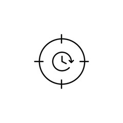 Clock in bull eye target. Project deadline, productivity tracking. Pixel perfect, editable stroke vector icon