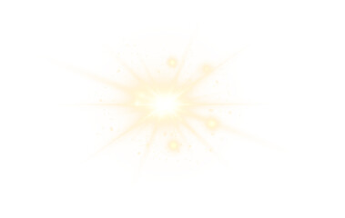 Bright glowing starburst with sparkling light rays and soft bokeh glow on transparent background